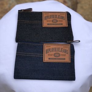 NW Replay Blue Jeans Traveling Purse, Sz 7”Lx4.5”H